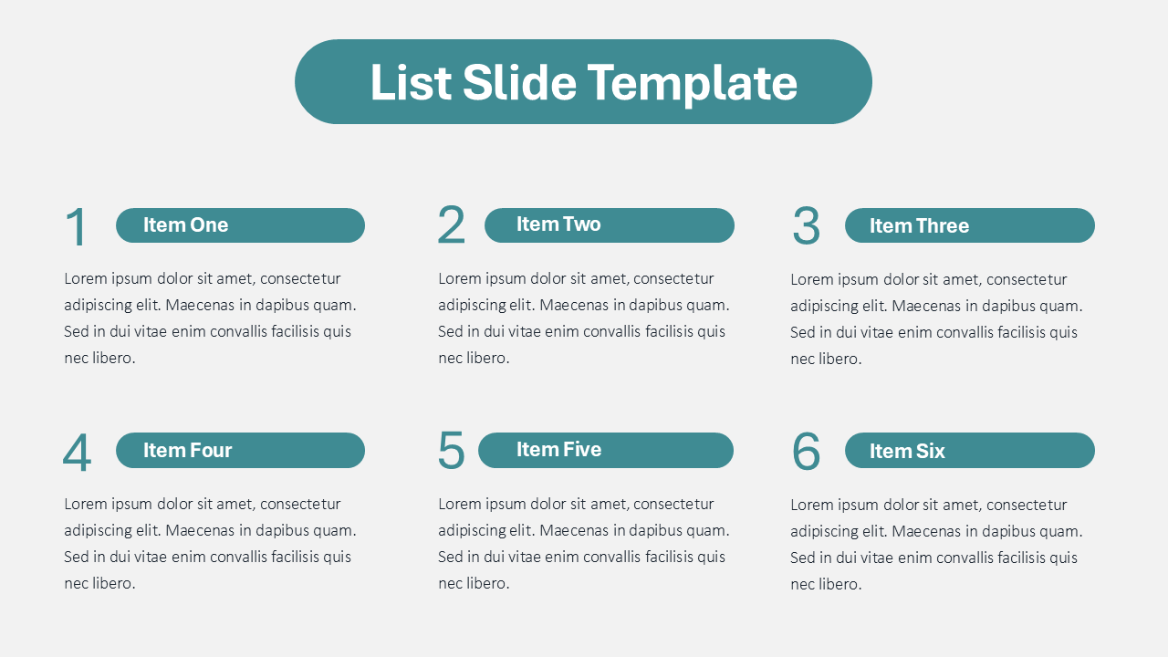 List PPT Template - PowerPoint Slide