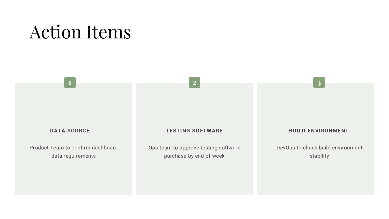 Action Items Slide Template