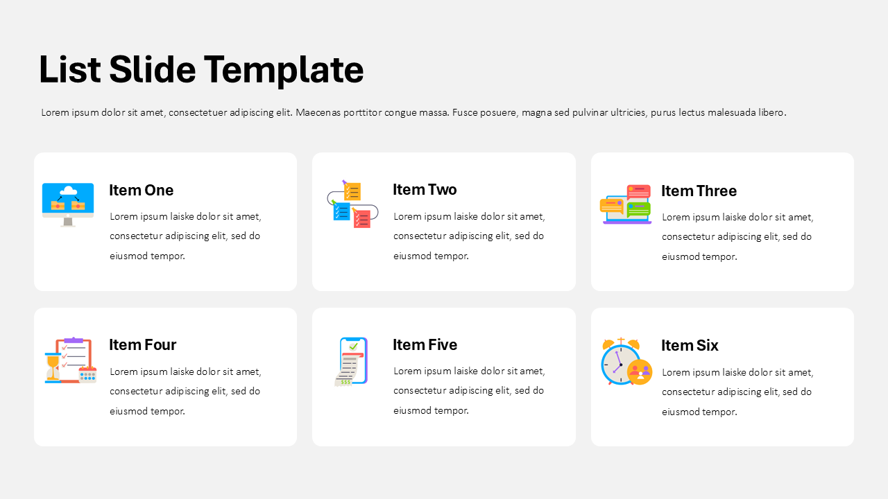 List PPT Template - PowerPoint Slide