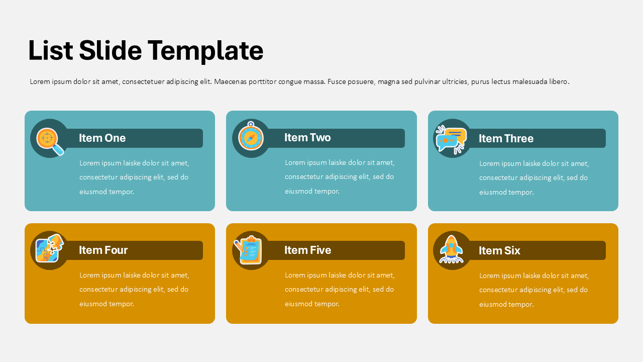List PPT Template - PowerPoint Slide