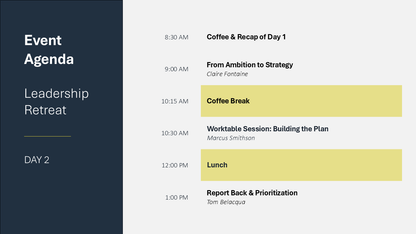 Workshop Agenda Slide
