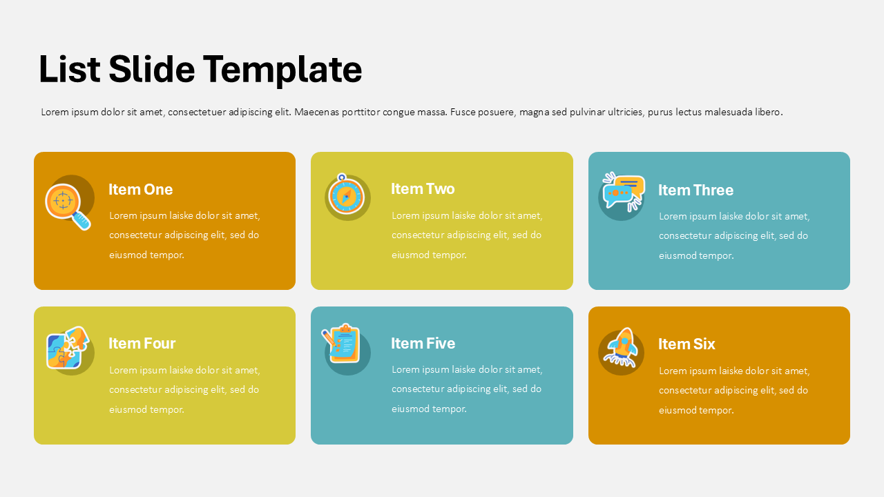 List PPT Template - PowerPoint Slide