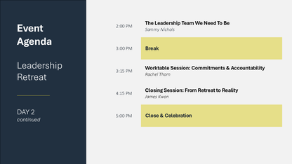 Workshop Agenda Slide