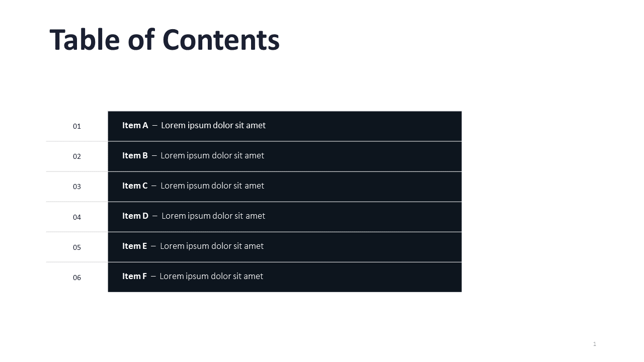 Table of Contents Slide Template