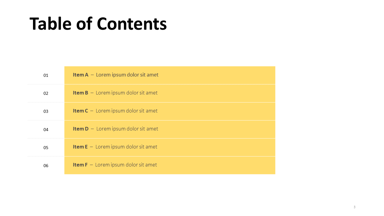 Table of Contents Slide Template