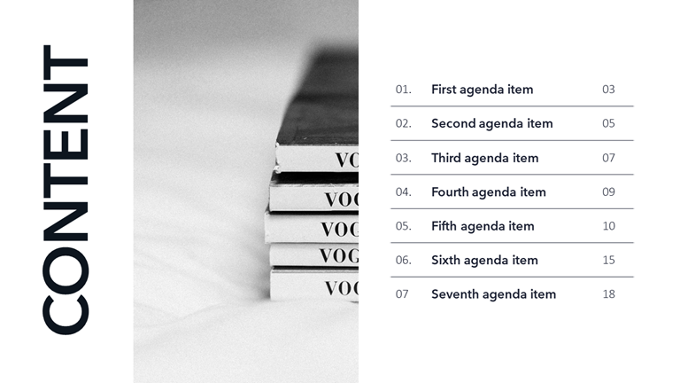 Presentation Content Page Example Table of Contents Slide | PowerPoint | Google Slides