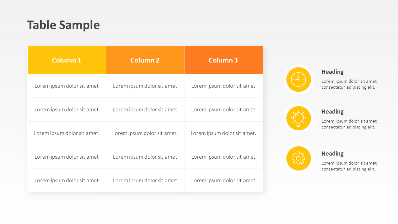 Table with Sidebar Slide Template PPT